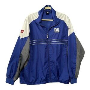 Reebok NFL New York Giants Windbreaker Jacket Mens Large Blue White Full Zip